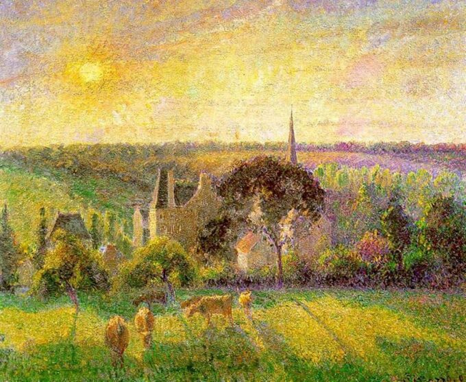 La iglesia y la granja de Eragny – Camille Pissarro Camille Pissarro 85x75