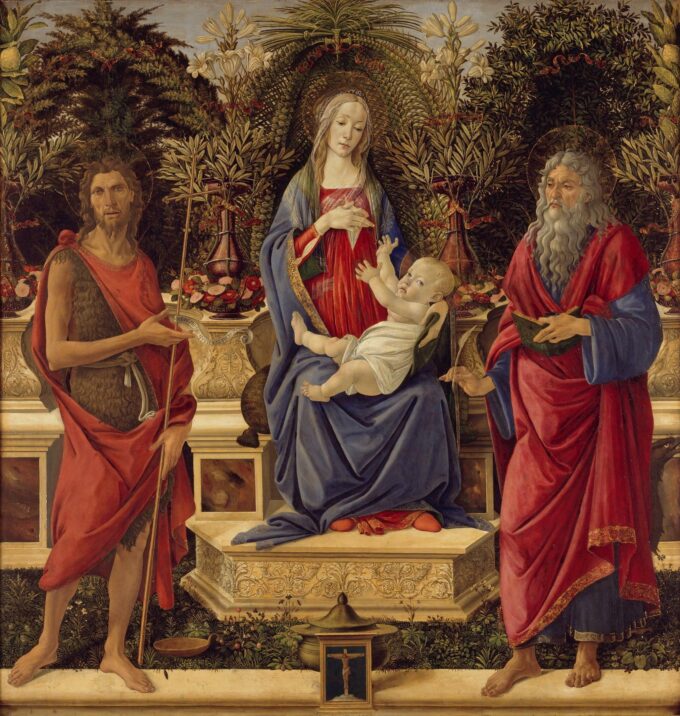 Virgen entronizada con un niño y santos – Sandro Botticelli Sandro Botticelli 70x70