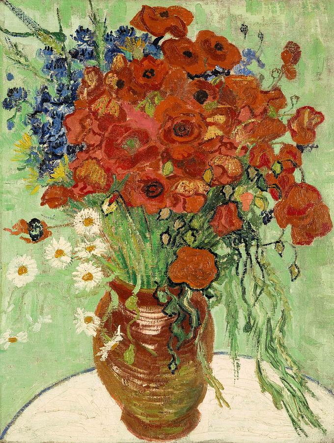 Vaso con margaritas y amapolas – Van Gogh Vincent Van Gogh 70x85