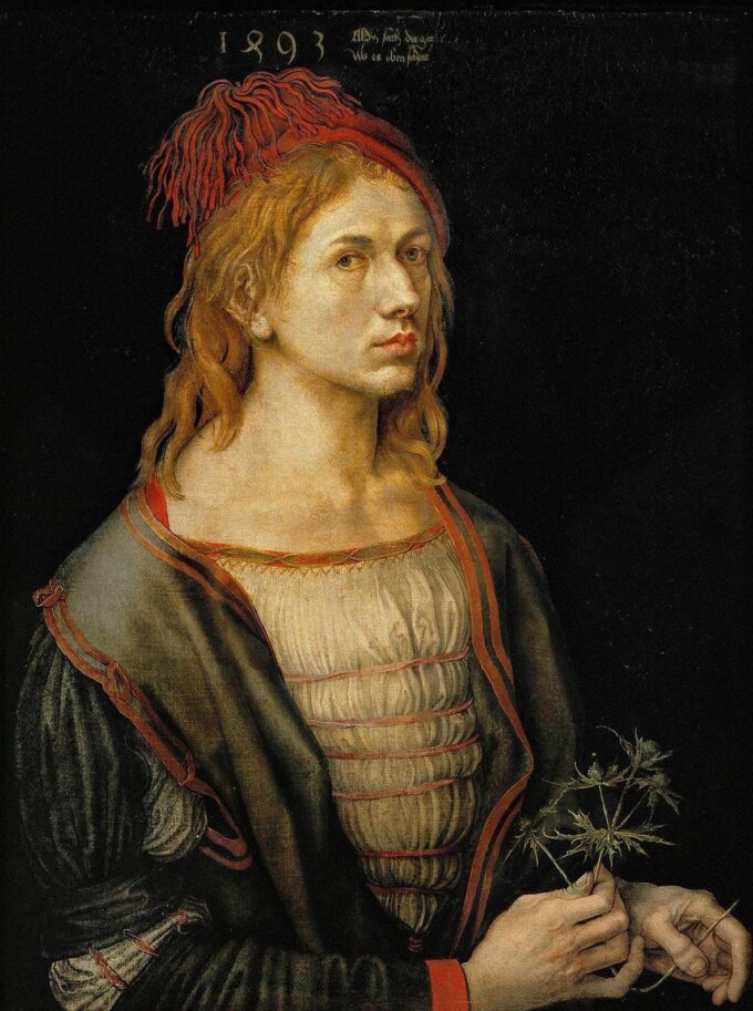 Retrato del artista sosteniendo un cardo – Albrecht Dürer Albrecht Dürer 70x85