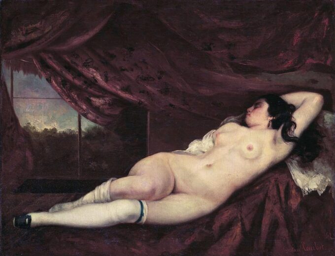 Mujer desnuda acostada – Gustave Courbet Cuadros Populares 85x75