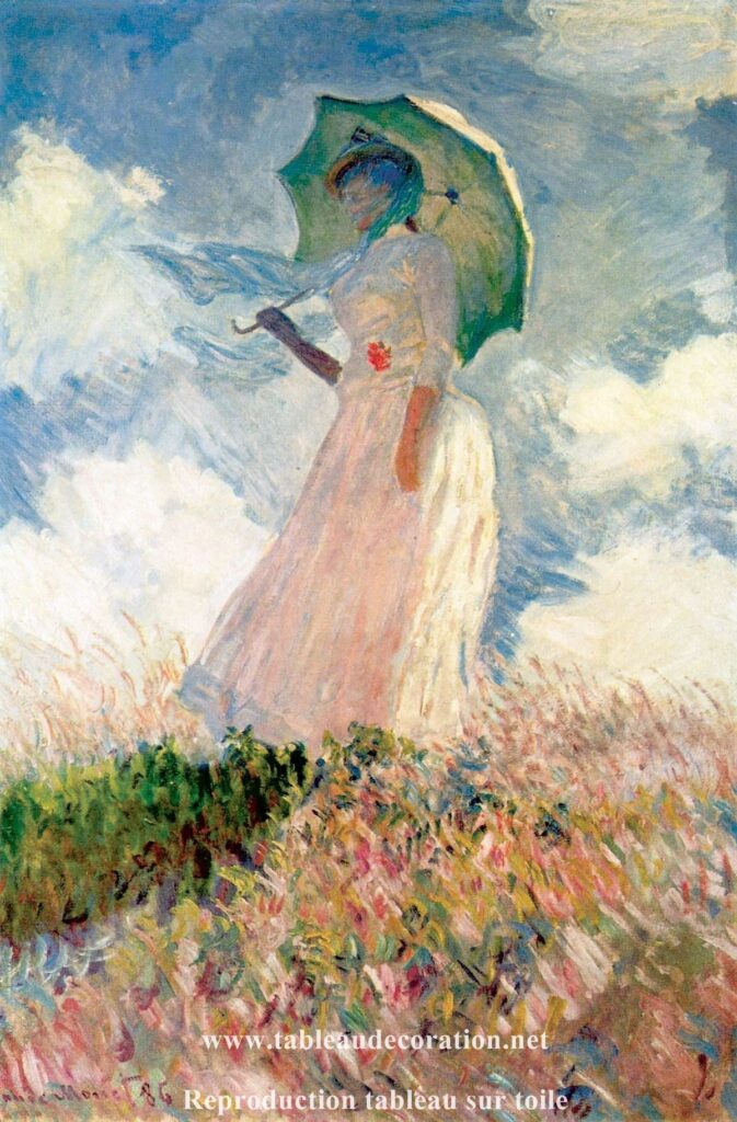 Mujer con sombrilla mirando hacia la izquierda – Reproducción de la pintura de Monet Claude Monet 70x105