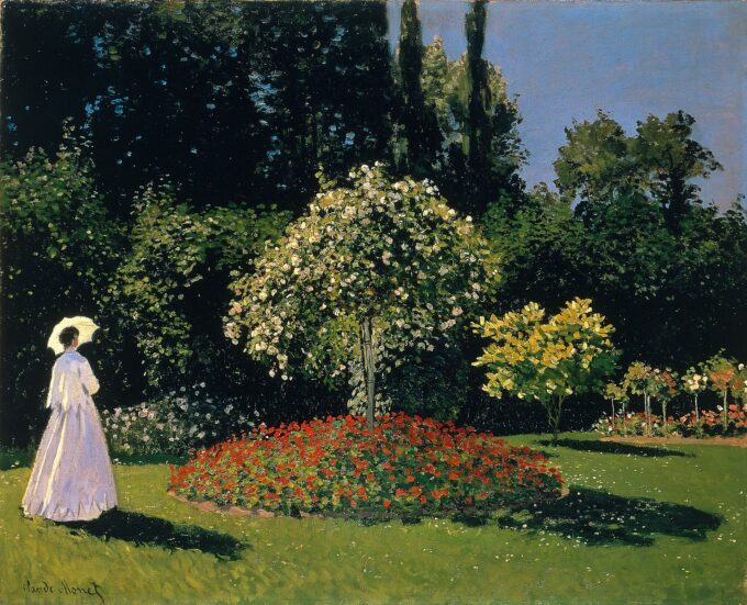 Dame en blanco en el jardín – Claude Monet Claude Monet 85x75