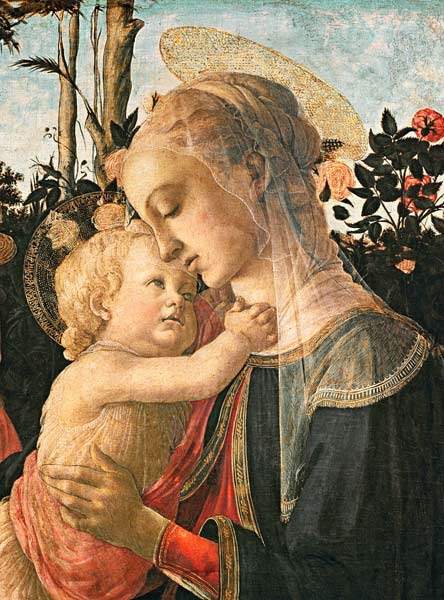 Madonna y niño con San Juan Bautista, detalle de la Madonna y el niño – Sandro Botticelli Sandro Botticelli 70x85