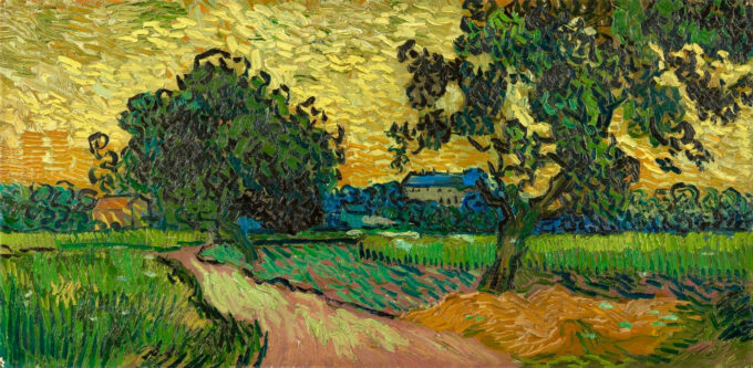 Château d’Auvers al atardecer – Van Gogh Vincent Van Gogh 140x70