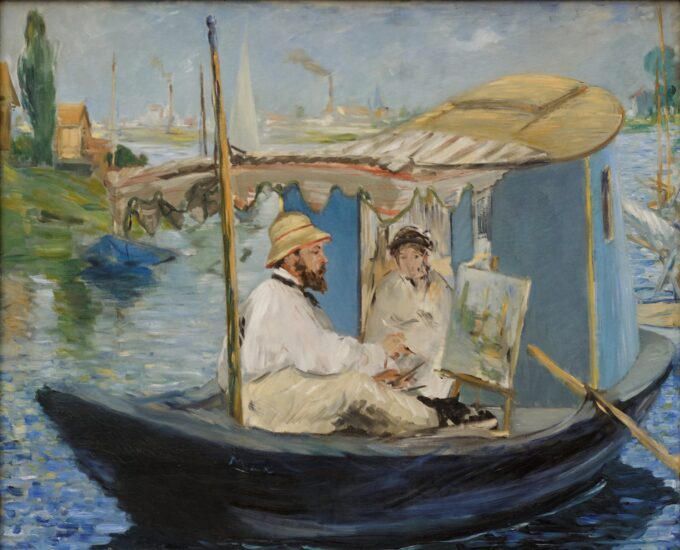 Claude Monet pintando en su estudio – Edouard Manet Édouard Manet 85x75