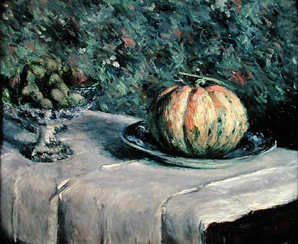 Bol de melón y frutas con higos – Caillebotte Gustave Caillebotte 85x75