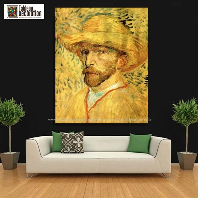 Autorretrato con sombrero de paja – Van Gogh Autorretratos de Vincent van Gogh 70x85 3