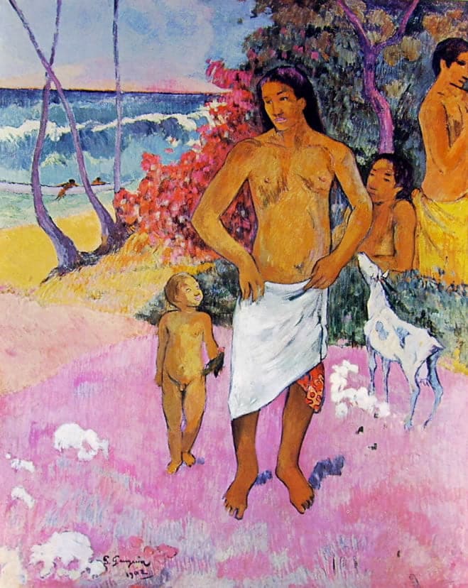 Un paseo por la orilla del mar o la familia tahitiana – Paul Gauguin Paul Gauguin 70x85