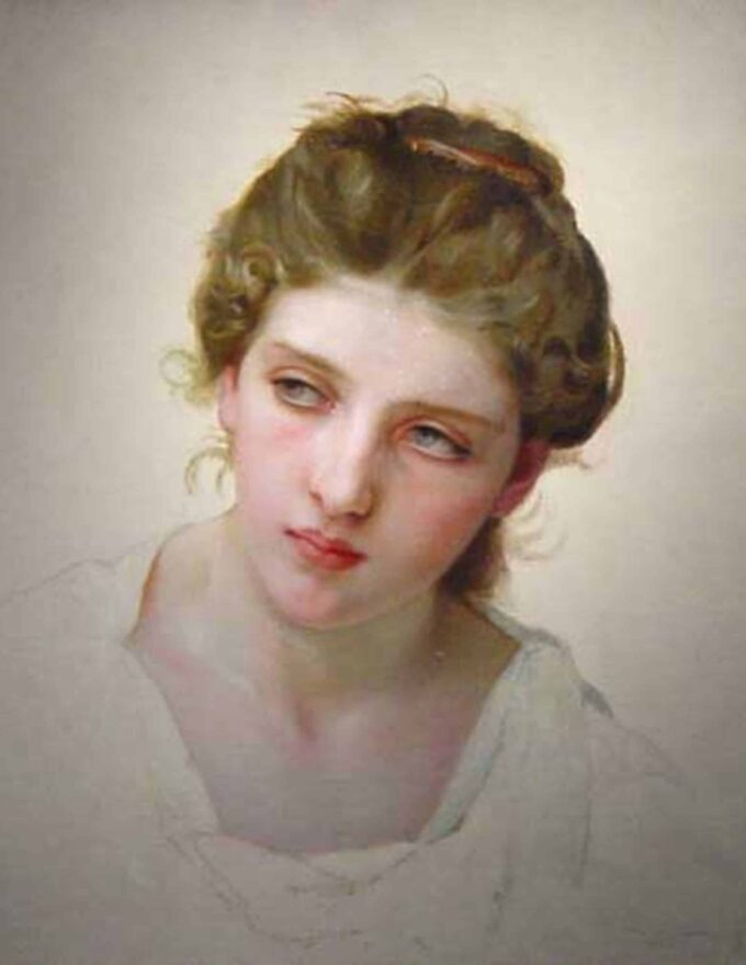 Estudio de la cabeza de un rostro femenino rubio de William Bouguereau William Bouguereau 70x85