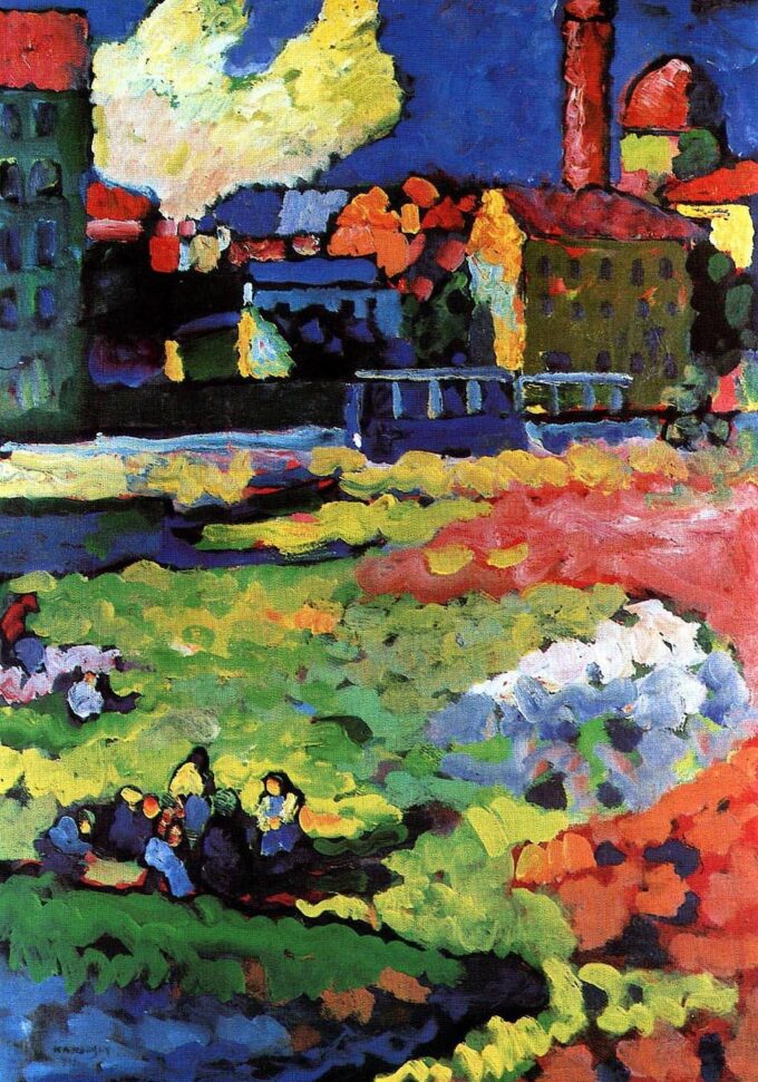 Múnich Schwabing con la iglesia de Santa Úrsula – Vassily Kandinsky Vasili Kandinski 70x105