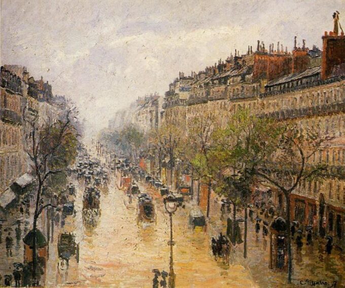 Boulevard Montmartre, lluvia de primavera – Camille Pissarro Camille Pissarro 85x75