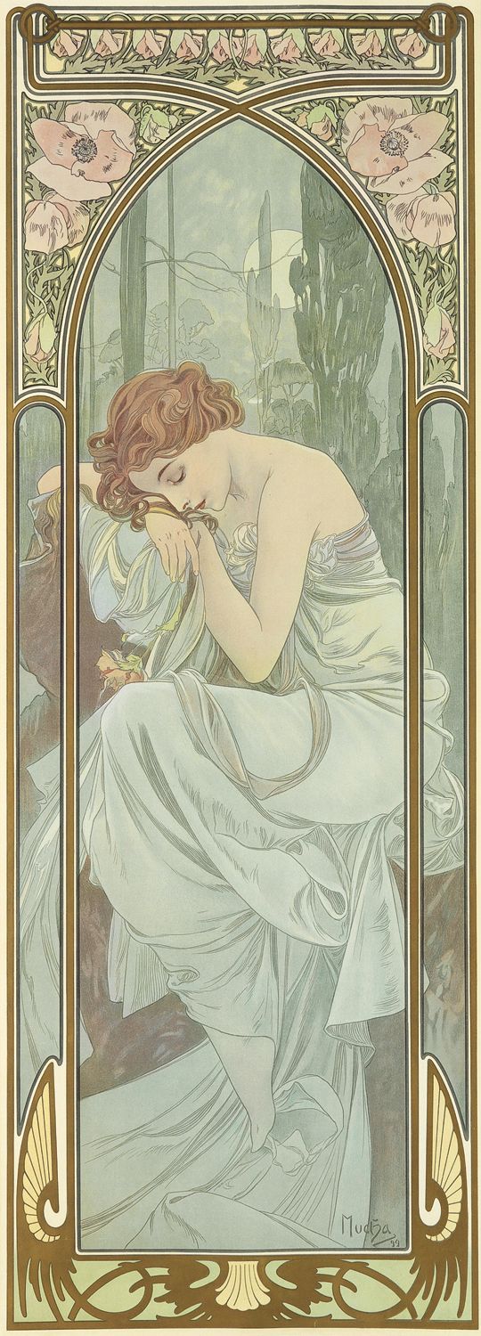 El momento del día: El descanso de la noche – Mucha Alfons Mucha