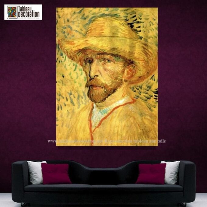 Autorretrato con sombrero de paja – Van Gogh Autorretratos de Vincent van Gogh 70x85 5