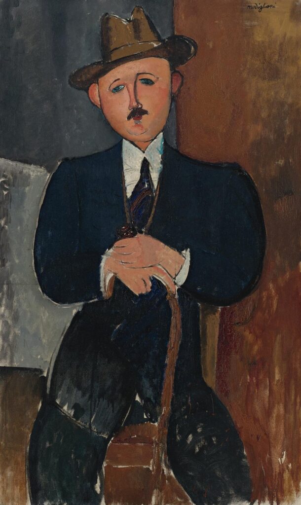 Hombre sentado (apoyado en un bastón) – Amedeo Modigliani Amedeo Modigliani