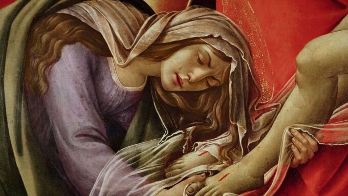 Lamentación de Cristo, detalle de María Magdalena y los pies de Cristo – Sandro Botticelli Sandro Botticelli 120x70