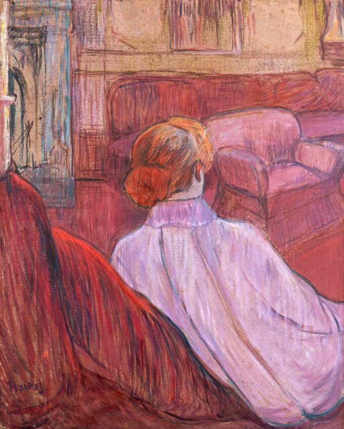 Mujer sentada en un banco de arena – Toulouse Lautrec Henri de Toulouse-Lautrec 70x85