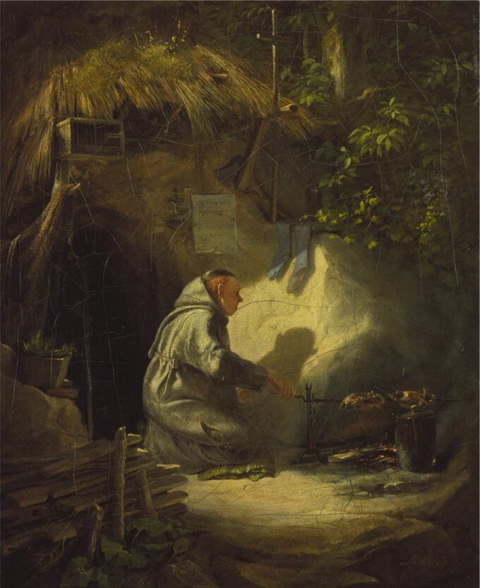 Ermitaño, asando pollos – Carl Spitzweg Carl Spitzweg 70x85