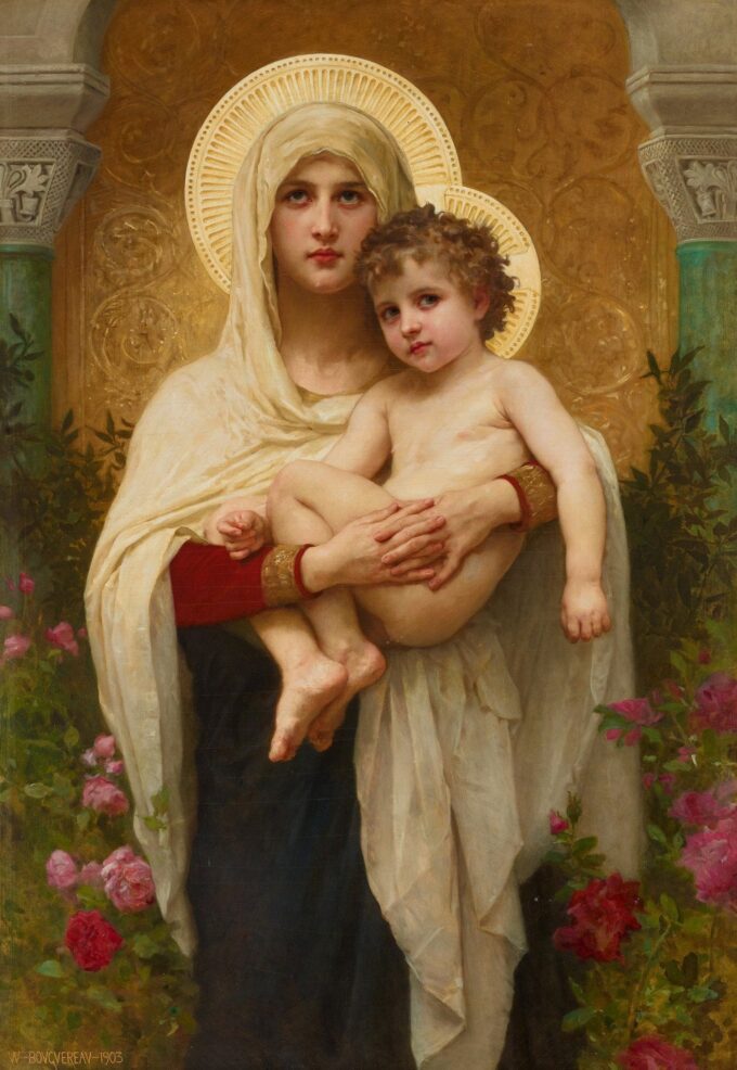 La Madonna de las Rosas – William Bouguereau William Bouguereau 70x105