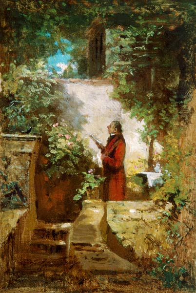 El lector de periódicos en el jardín de la casa – Carl Spitzweg Carl Spitzweg 70x105