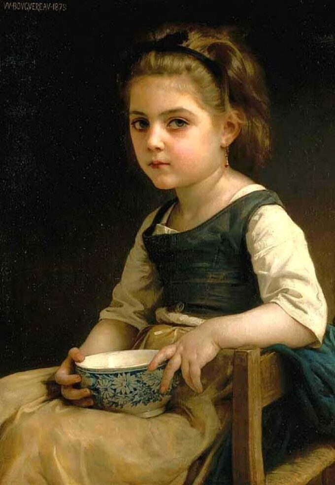 Pequeña niña con un tazón azul – William Bouguereau William Bouguereau 70x105