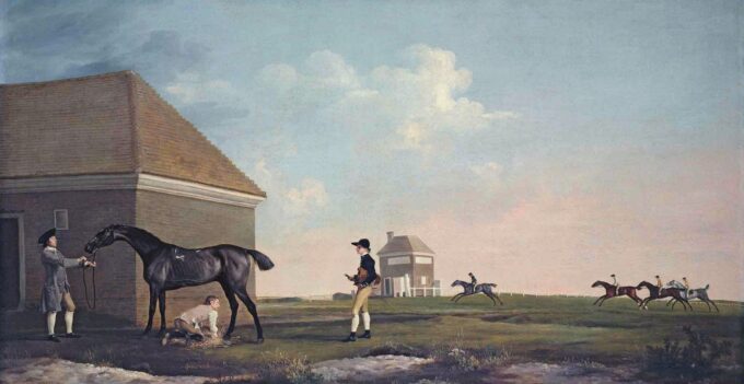 «Gimcrack en Newmarket Heath con un entrenador, un jinete y un niño – George Stubbs» George Stubbs