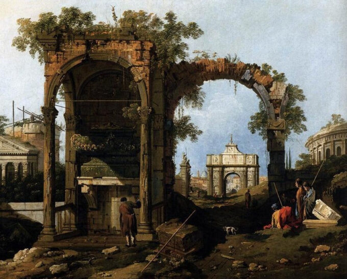 Capriccio con ruinas y edificios clásicos, hacia 1760 (óleo sobre lienzo) – Giovanni Antonio Canal Giovanni Antonio Canal 85x75