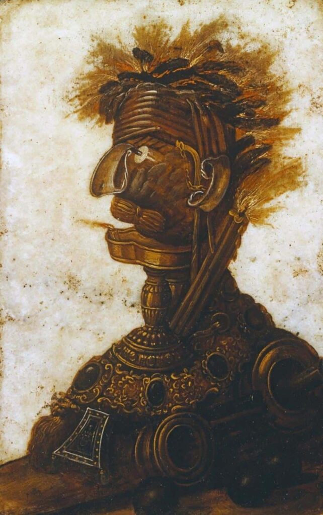 Obra: Cabezas antropomórficas representando uno de los cuatro elementos – el fuego – Arcimboldo Giuseppe Arcimboldo