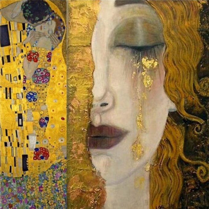 Las lágrimas de oro – Gustav Klimt (personalizado) Cuadros Populares 70x70