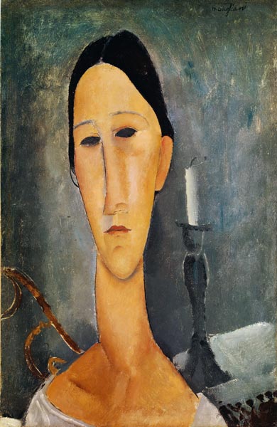 Hanka Zborowska con un candelabro en segundo plano – Amedeo Modigliani Amedeo Modigliani