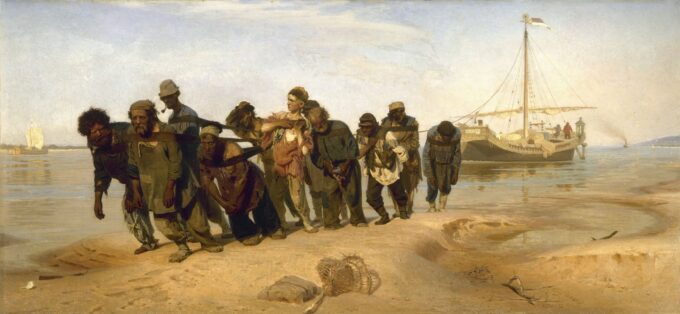 Los transportistas de barcazas en el Volga – Ilya Repin Cuadros Populares 140x70