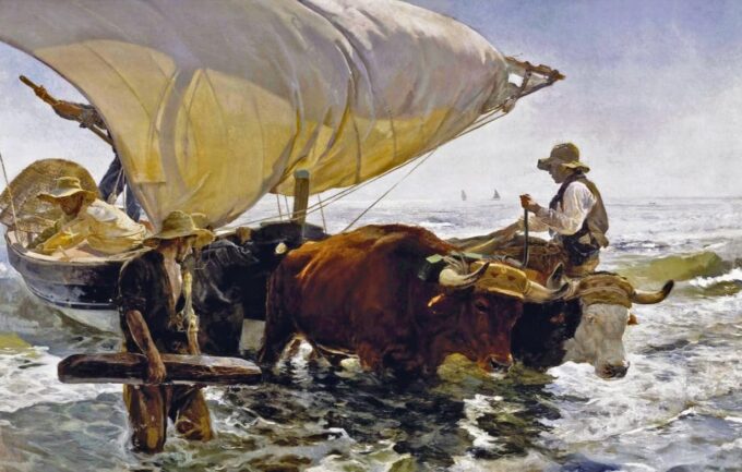 Regreso de la pesca: remolque del bote – Sorolla Joaquín Sorolla 105x70