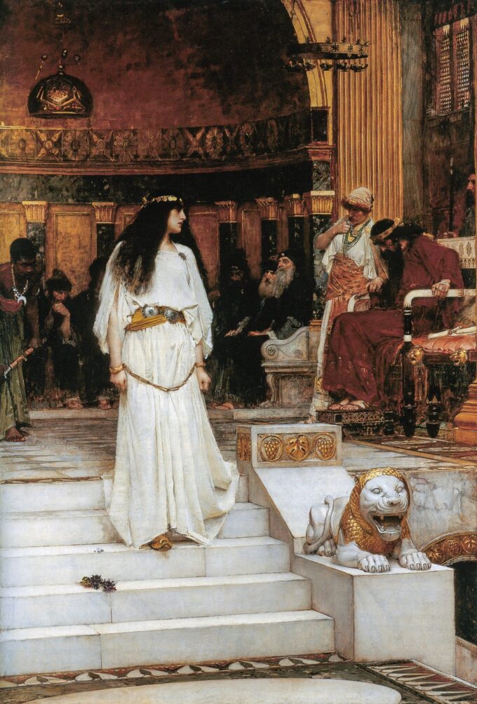 Mariamne abandonando el asiento del juicio de Herodes – John William Waterhouse John William Waterhouse 70x105