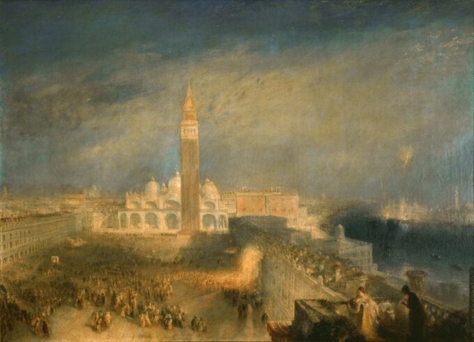 Julia y su niñera en el balcón de la Plaza de San Marcos en Venecia – William Turner William Turner 105x70