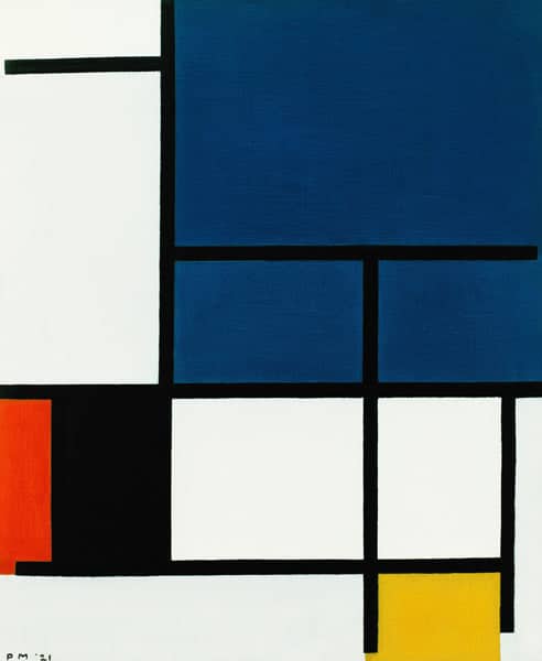 Composición con un gran espacio azul – Mondrian Piet Mondrian 70x85