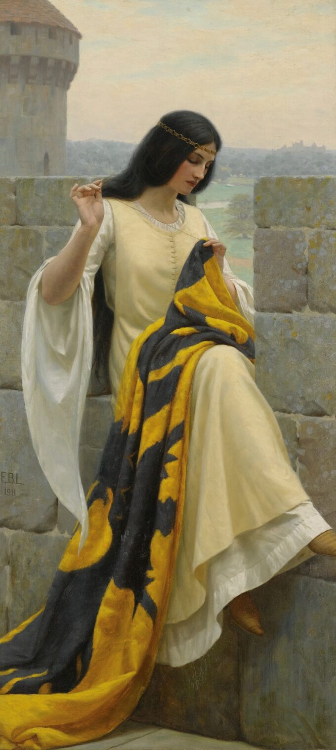 Dame bordando la bandera – Edmund Leighton Edmund Leighton