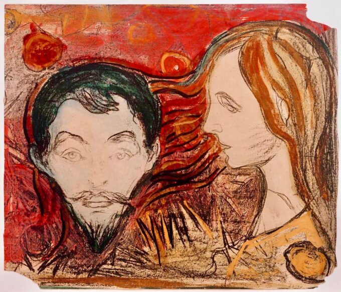 Cabeza de hombre en el cabello de una mujer – Edvard Munch Edvard Munch 85x75