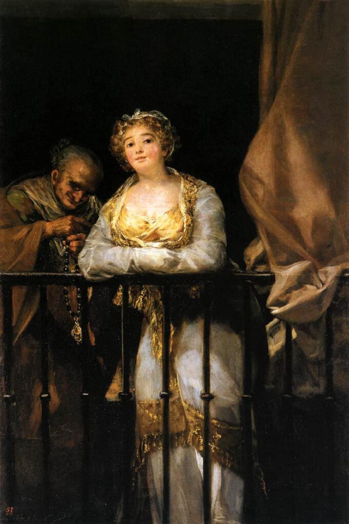 Maja y Célestine en el balcón – Francisco de Goya Francisco de Goya 70x105