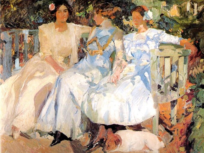 Mi esposa y mis hijas en el jardín – Sorolla Joaquín Sorolla 85x75