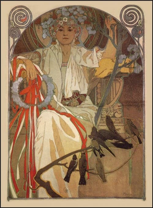 Cartel para la celebración de música y canto primaveral de 1914 en Praga – Mucha Alfons Mucha