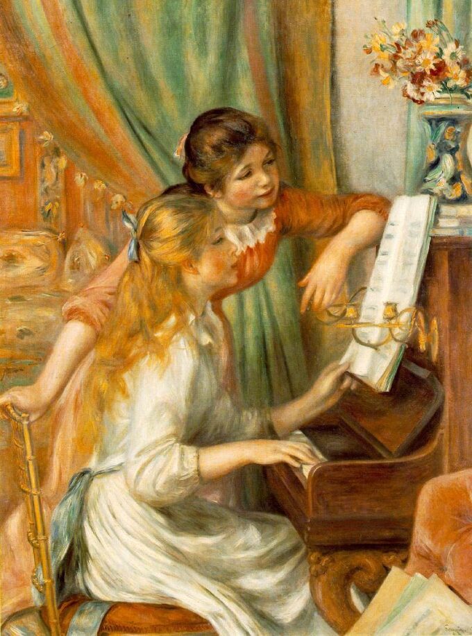 Chicas jóvenes al piano 1892 – Pierre-Auguste Renoir Cuadros Populares 70x85