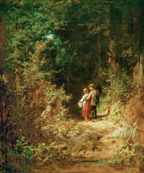 Amantes en un bosque, alrededor de 1860 – Carl Spitzweg Carl Spitzweg 70x85