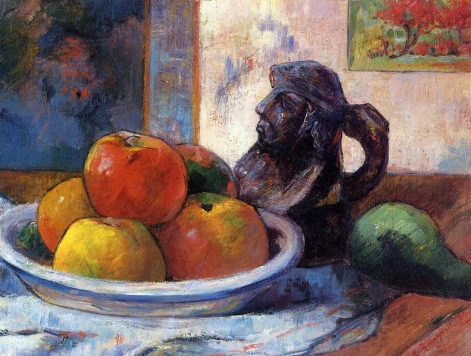 Bodegón con manzanas, una pera y una jarra – Paul Gauguin Paul Gauguin 85x75