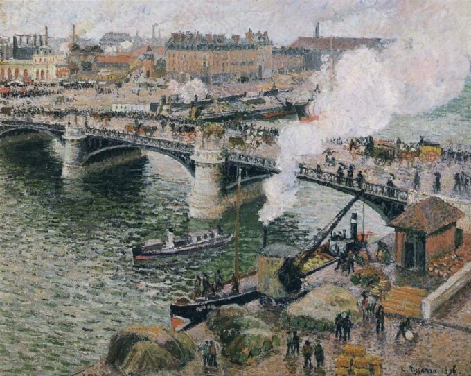 El Puente Boieldieu en Ruan, tiempo lluvioso – Camille Pissarro Camille Pissarro 85x75