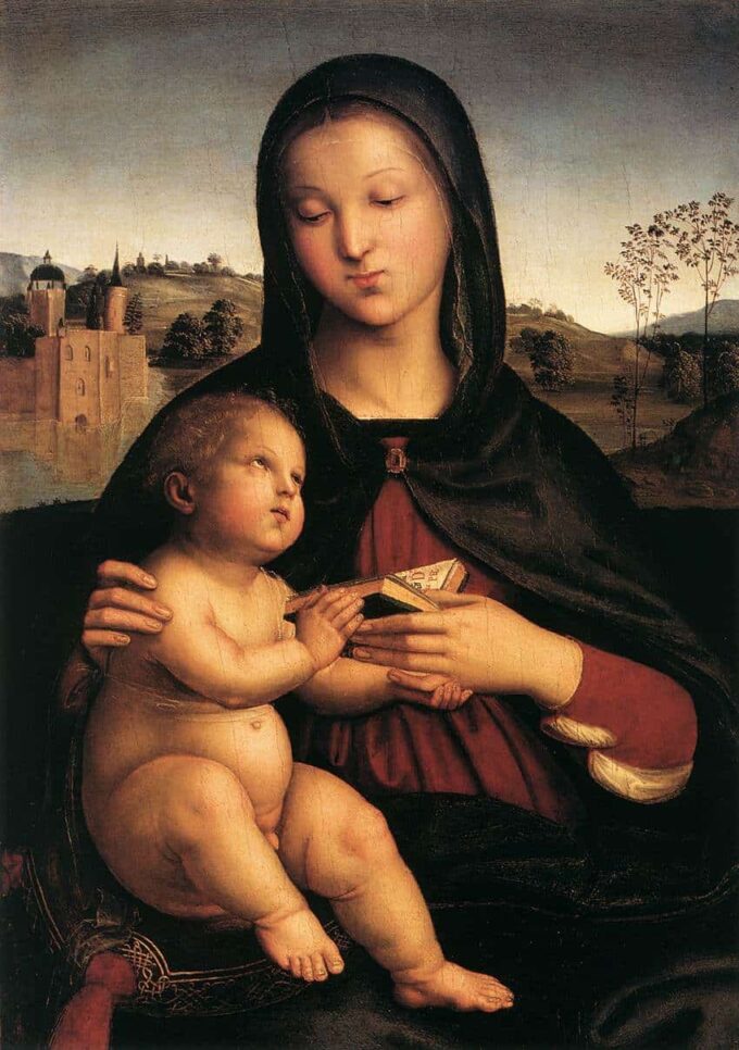 Madonna y niño con libro – Rafael Rafael Sanzio 70x105