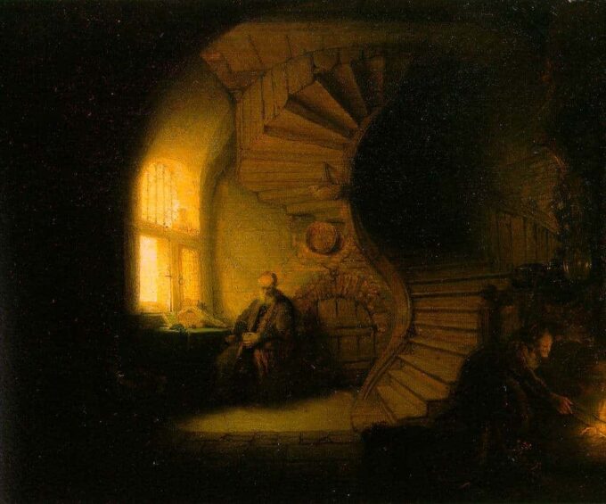 Filósofo en meditación – Rembrandt van Rijn Cuadros Populares 85x75