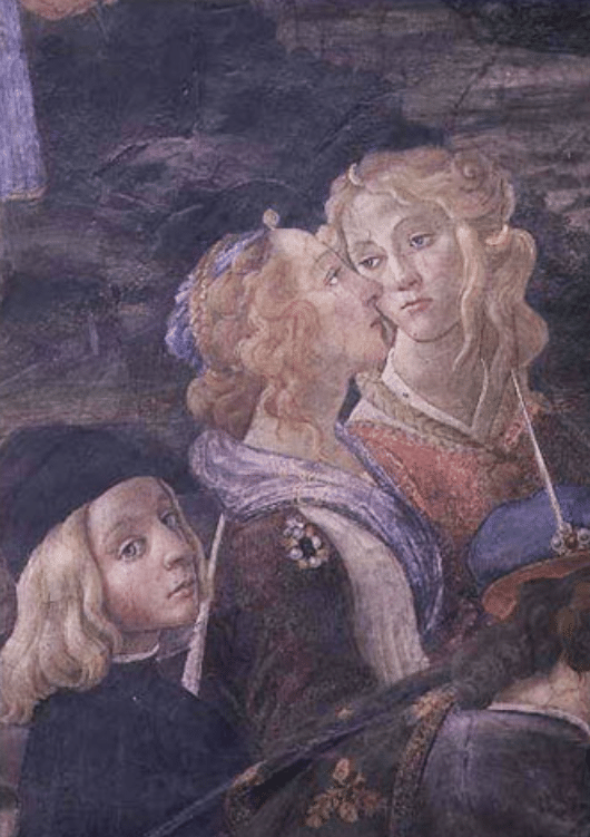 La purificación del leproso y la tentación de Cristo, en la Capilla Sixtina: detalle de dos mujeres – Sandro Botticelli Sandro Botticelli 70x105