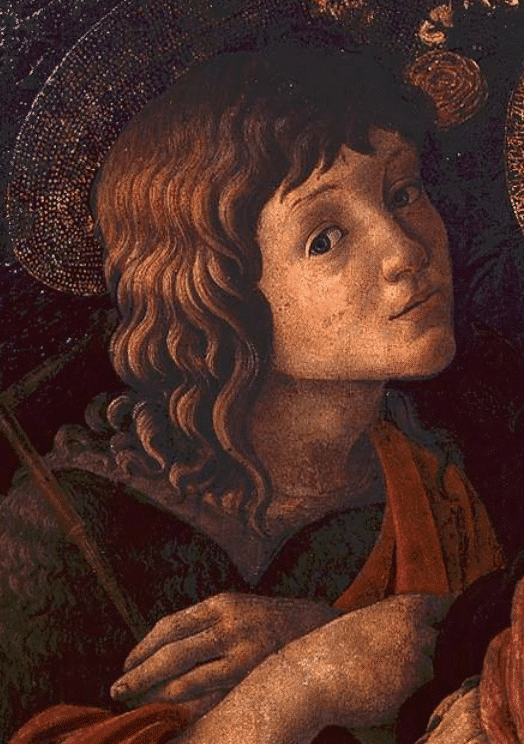 Virgen con el Niño y San Juan Bautista, detalle del joven santo – Sandro Botticelli Sandro Botticelli 70x105