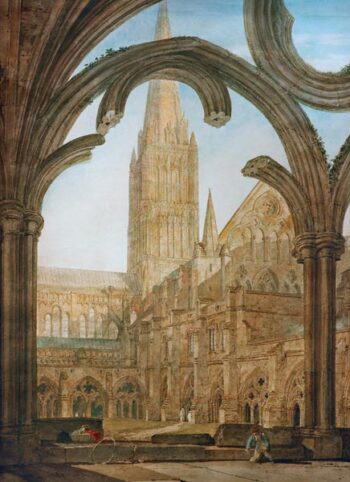 Vista sur de la catedral de Salisbury desde los claustros – William Turner William Turner