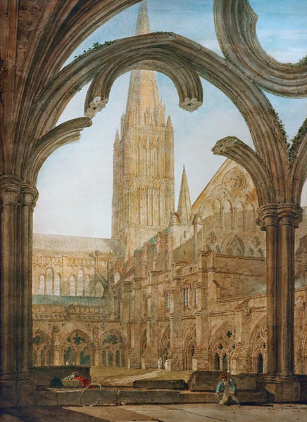 Vista sur de la catedral de Salisbury desde los claustros – William Turner William Turner 70x105